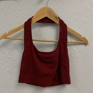 Fabletics Cloud Seamless Halter Bralette. Size M in “umbria” red colour.
